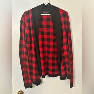 Red and black patterned thin cardigan